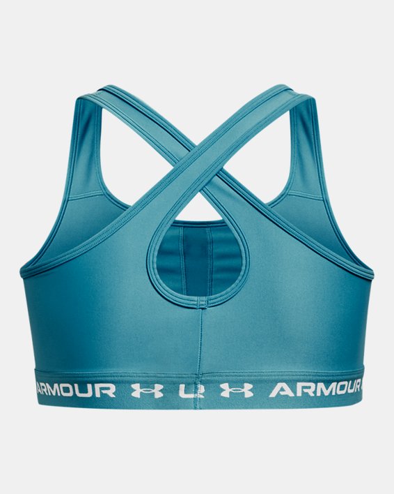 Women's Armour® Mid Crossback Sports Bra, Blue, pdpMainDesktop image number 5